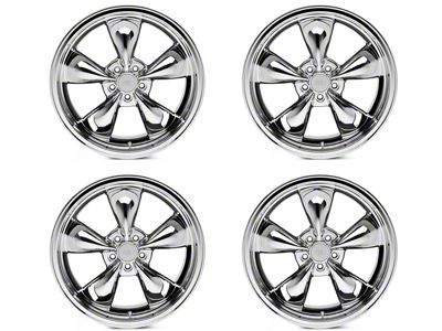 Staggered Deep Dish Bullitt Chrome 4-Wheel Kit; 20x8.5/20x10; 38mm Offset (2010 Mustang GT; 10-14 Mustang V6)