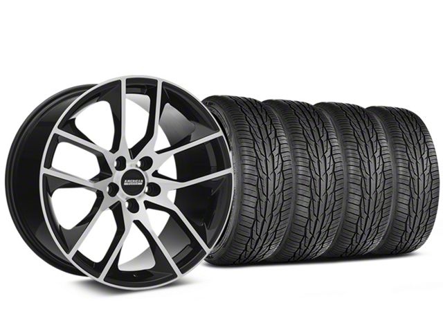 Staggered Magnetic Style Black Machined Wheel and Toyo Extensa High Performance II A/S Tire Kit; 19x8.5/10 (05-14 Mustang)