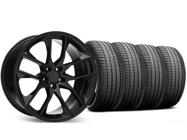 Staggered Magnetic Style Black Wheel and Falken Azenis FK510 Performance Tire Kit; 20x8.5/10 (15-23 Mustang GT, EcoBoost, V6)