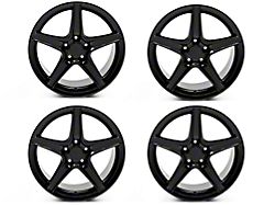 Staggered Saleen Style Gloss Black 4-Wheel Kit; 18x9/18x10; 30mm/28mm Offset (99-04 Mustang)