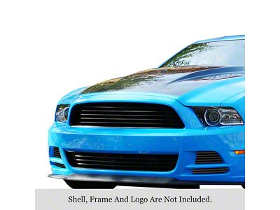 Stainless Steel Billet Fog Light Overlay Grilles; Black (13-14 Mustang GT)