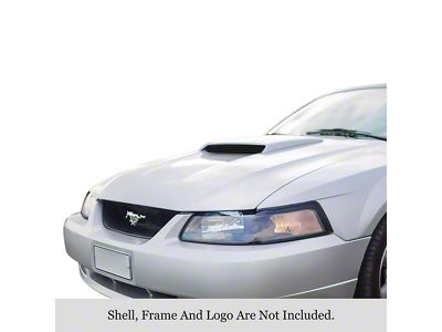 Stainless Steel Billet Hood Scoop Overlay Grille; Black (99-04 Mustang GT)