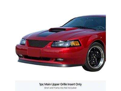 Stainless Steel Billet Upper Grille with Logo Cutout; Black (94-98 Mustang)