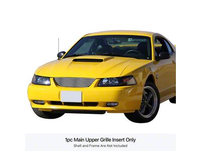 Stainless Steel Billet Upper Grille with Logo Cutout; Polished (94-98 Mustang)