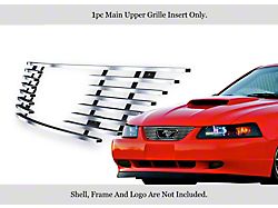 Stainless Steel Billet Upper Grille Overlay with Emblem Hole; Hairline Silver (99-04 Mustang, Excluding Cobra)