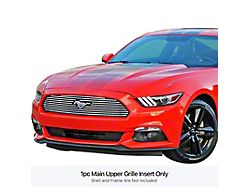 Stainless Steel Billet Upper Grille Overlay with Emblem Hole; Polished (15-17 Mustang V6)