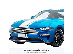 Stainless Steel Billet Upper Grille Overlay with Emblem Hole; Polished (18-23 Mustang EcoBoost)