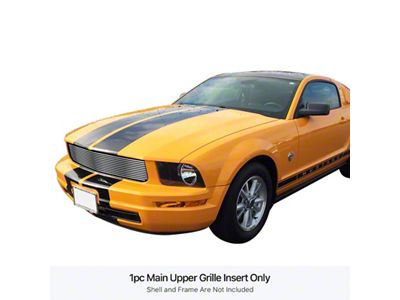 Stainless Steel Billet Upper Grille Overlay; Polished (05-09 Mustang V6 w/o Pony Package)