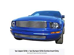Stainless Steel Billet Upper and Lower Grille Overlay; Polished (05-09 Mustang V6 w/o Pony Package)