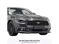 Stainless Steel Billet Upper Overlay Grille with Logo Cutout; Black (15-17 Mustang GT)