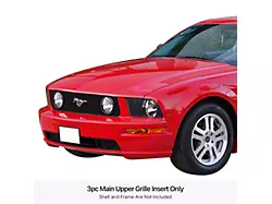 Stainless Steel Billet Upper Overlay Grille with Logo Cutout; Black (05-09 Mustang GT)