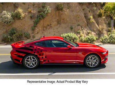 Stars and Bars Body Graphics; Driver and Passenger Side; Gloss White (2024 Mustang)