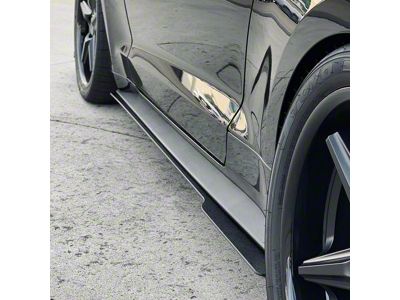 Stealth Side Skirts with Rear Extensions; Matte Black (18-23 Mustang GT w/ Performance Pack)