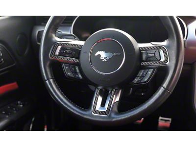 Steering Wheel Accent Trim; Domed Carbon Fiber (15-23 Mustang)