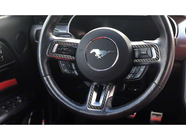 Steering Wheel Accent Trim; Domed Carbon Fiber (15-23 Mustang)