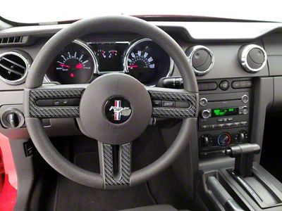 Steering Wheel Accent Trim; Domed Carbon Fiber (05-09 Mustang GT, V6)