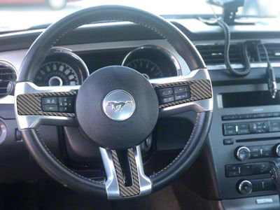 Steering Wheel Accent Trim; Domed Carbon Fiber (10-14 Mustang)