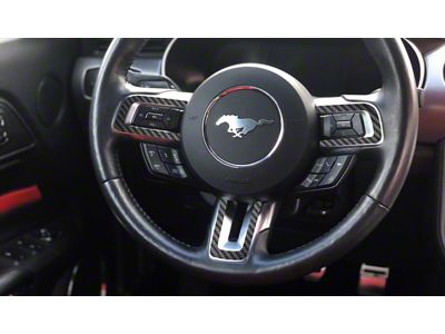 Steering Wheel Accent Trim; Raw Carbon Fiber (15-23 Mustang)