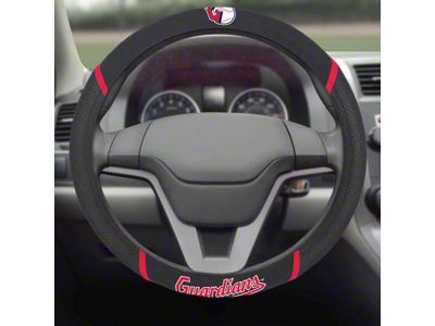 Steering Wheel Cover with Cleveland Guardians Flying G Logo; Navy (Universal; Some Adaptation May Be Required)