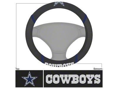 Steering Wheel Cover with Dallas Cowboys Logo; Black (Universal; Some Adaptation May Be Required)