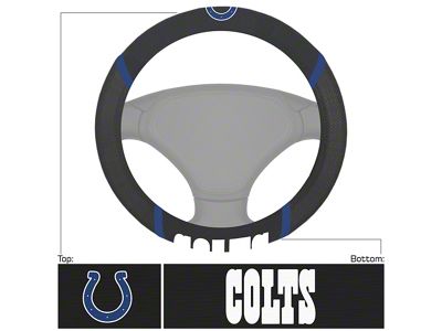 Steering Wheel Cover with Indianapolis Colts Logo; Black (Universal; Some Adaptation May Be Required)