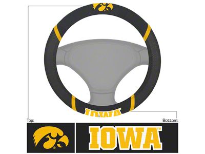 Steering Wheel Cover with University of Iowa Logo; Black (Universal; Some Adaptation May Be Required)