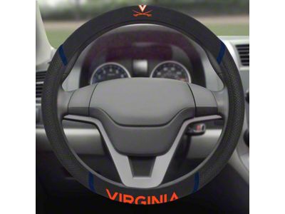 Steering Wheel Cover with University of Virginia Logo; Black (Universal; Some Adaptation May Be Required)