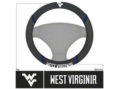 Steering Wheel Cover with West Virginia University Logo; Black (Universal; Some Adaptation May Be Required)