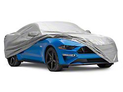 SuperStretch Hybrid Outdoor Car Cover with Pony Logo; Gray (15-23 Mustang)