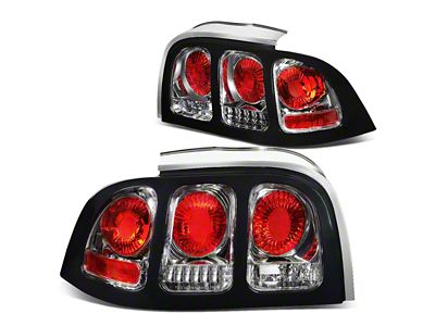 Altezza Style Tail Lights; Chrome Housing; Clear Lens (94-98 Mustang)