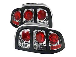 Factory Style Tail Lights; Chrome Housing; Clear Lens (96-98 Mustang)