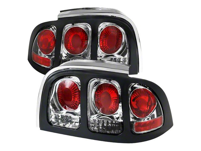 Factory Style Tail Lights; Chrome Housing; Clear Lens (96-98 Mustang)