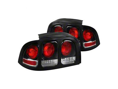 Factory Style Tail Lights; Matte Black Housing; Clear Lens (96-98 Mustang)