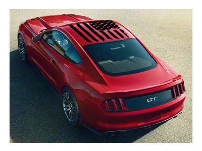Tattered American Flag Roof Graphic without Antenna Cutout; Gloss Black (05-23 Mustang Coupe/Fastback)