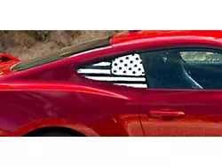Tattered Quarter Window American Flag Decals; Matte Black (2024 Mustang Fastback)