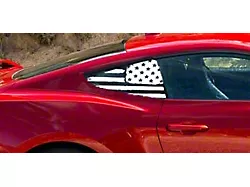 Tattered Quarter Window American Flag Decals; White Reflective (2024 Mustang Fastback)