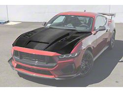 Terminator Style Vented Hood; Carbon Fiber (24-26 Mustang)