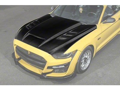 Terminator Style Vented Hood; Carbon Fiber (15-17 Mustang GT, EcoBoost, V6)