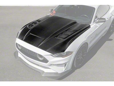 Terminator Style Vented Hood; Carbon Fiber (18-23 Mustang GT, EcoBoost)