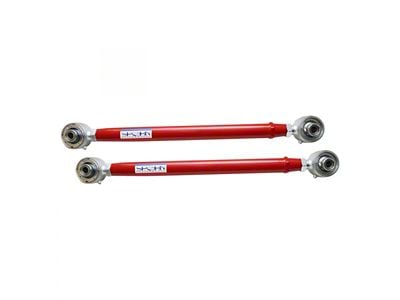 Tubular Adjustable Rear Lower Control Arms with Del-Sphere Pivot Joints; Mild Steel; Bright Red (05-14 Mustang)
