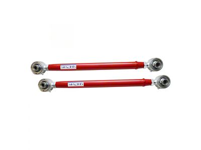 Tubular Adjustable Rear Lower Control Arms with Del-Sphere Pivot Joints; Mild Steel; Gloss Black (05-14 Mustang)
