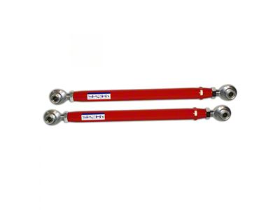 Tubular Adjustable Rear Lower Control Arms with Spherical Rod Ends; 4130N Chrome Moly; Bright Red (05-14 Mustang)