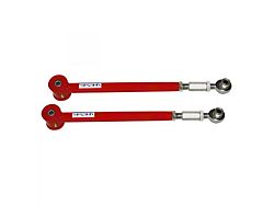 Tubular Adjustable Rear Lower Control Arms with Spherical/Poly Combo; 4130N Chrome Moly; Bright Red (05-14 Mustang)