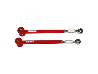 Tubular Adjustable Rear Lower Control Arms with Spherical/Poly Combo; 4130N Chrome Moly; Bright Red (05-14 Mustang)
