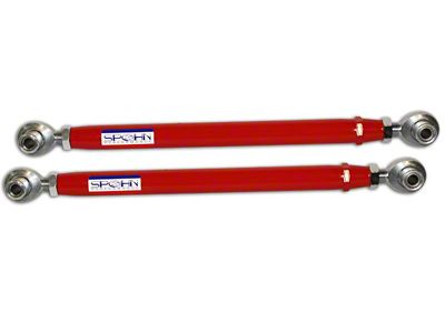 Tubular Adjustable Rear Lower Control Arms with Spherical Rod Ends; Bright Red (05-14 Mustang)