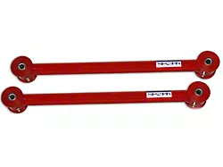 Tubular Non-Adjustable Rear Lower Control Arms with Polyurethane Bushings; Bright Red (05-14 Mustang)