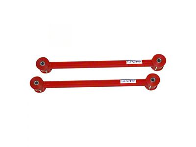 Tubular Rear Lower Control Arms with Polyurethane Bushings; 4130N Chrome Moly; Bright Red (05-14 Mustang)