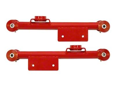 Tubular Rear Lower Control Arms with Polyurethane Bushings; Bright Red (99-04 Mustang, Excluding Cobra)