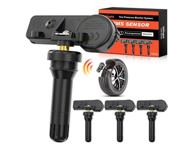 Valve Stem-Mounted TPMS Sensors with Rubber Valve; Set of 4 (10-14 Mustang)