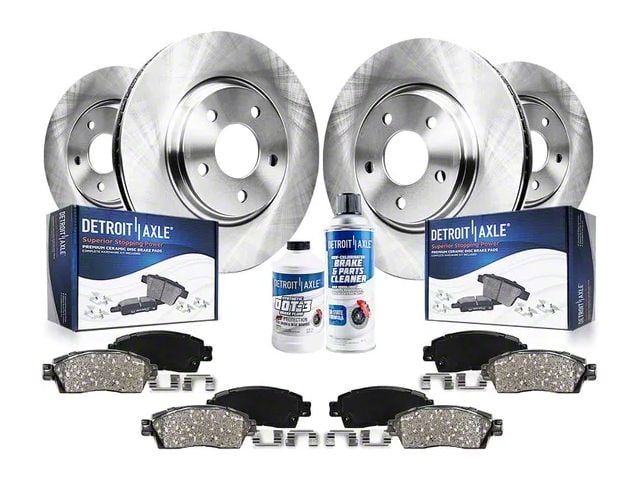 Vented Brake Rotor, Pad, Brake Fluid and Cleaner Kit; Front and Rear (07-11 Mustang GT500)